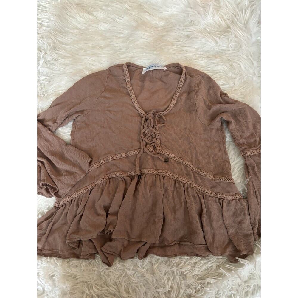Big Water blue Sky Women’s Sz. S Brown/ Red Dirt Loose Fit Boho Top. **nt Flaw**
